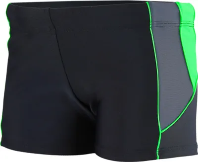 Produktbild von Aquarti Jungen Kurze Badehose mit Einsätzen Seitlich , Farbe: Schwarz/Graphit/Grün, Größe: 140