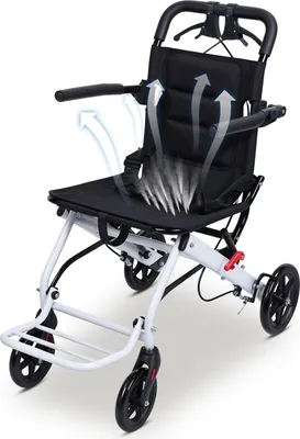 Produktbild von Faltbarer Rollstuhl, leichter, tragbarer Transport- und Reiserollstuhl für Erwachsene, ergonomisches Design, Rollstuhl mit verstellbarem Sicherheitsgurt, Rahmen aus Kohlenstoffstahl, PolyurethanRäder für sanftes Fahren