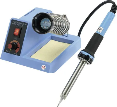 A soldering iron and its controller are displayed against a white background.