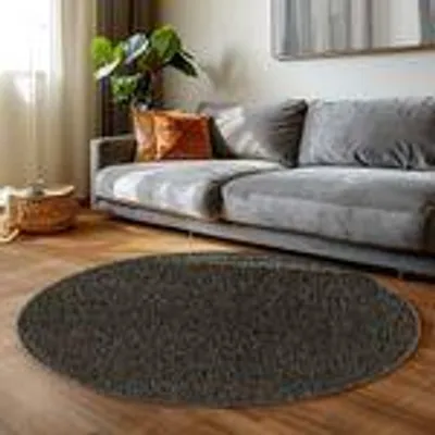 Obrázek produktu pro Moderní koberec s krátkým vlasem a decentní strukturou – jednoduchý a stylový do obýváku a ložnice, velikost:160 cm Kulatý, Barva: Antracitová