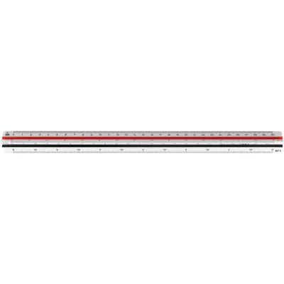 Produktbild von Dreikantmaßstab M+R 30cm Berufsschule: 1:20 1:25 1:33 1/3 1:75 1:50 1:100 Kunststoff weiß