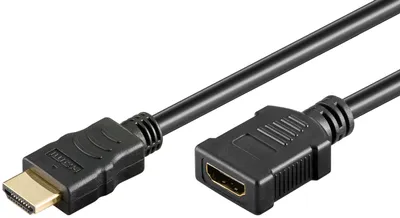 Image de Goobay 31935 Rallonge High Speed HDMI™ avec Ethernet, plaqué or, 1 m, noir - HDMI™ mâle (type A) > HDMI™ femelle (type A)