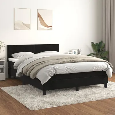 Produktbild von vidaXL Boxspringbett mit Matratze Schwarz 140x200 cm Samt