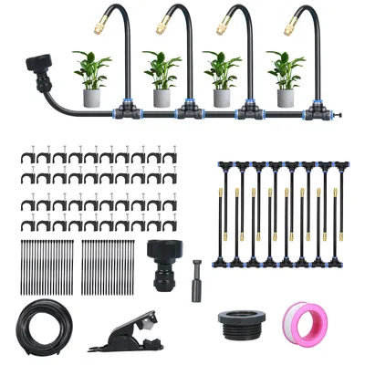 Produktbild von Bewässerungssysteme,Tropfbewässerungs-Set,Pflanzenbewässerungssystem,Schnellverbindung, Mikro-Nebel-Set für Gewächshaus,blanko,Verteilerrohre,20m