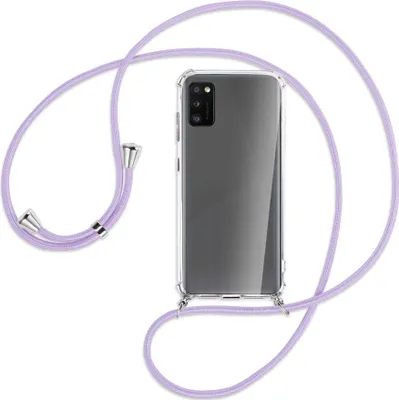 Produktbild von Handykette Backcover-Schutzhülle mit Band (Metall silberfarben) für Samsung Galaxy A41 (A415) - violett