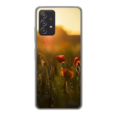 Produktbild von MuchoWow® Handyhülle Schutzhülle Hülle für Samsung galaxy a73 Mohn - Sonnenuntergang - Gold Silikon Softcase Handy Hülle - Handyhülle