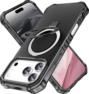 Produktbild von iPhone 17 Pro Hülle - Coverup ShockProof TPU Back Cover mit MagSafe Compatible Ring Kickstand - Schwarz