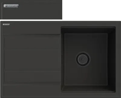 Produktbild von Granitan | Granitspüle TIMOR - Schwarz - Einbau mit Abtropffläche - Funktionalität und Stil