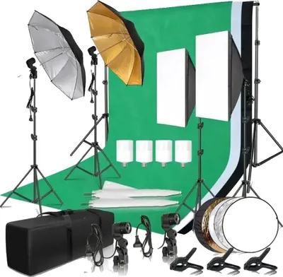 Produktbild von Fotostudio-Set, vielseitige Hintergrundstütze, verstellbare Lichtstative, Foto Studio Kit 36