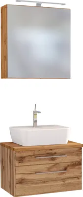 Produktbild von Waschtisch-Set Badezimmer Handwaschplatz Gästebad Waschplatz Badmöbel "Davos II" Wotan Eiche