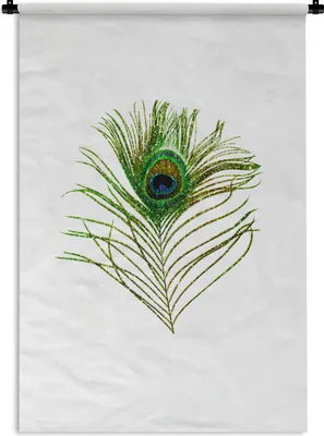 Produktbild von MuchoWow® Wandteppich Wandbehang Pfauenfedern - Grün - Augen 90x135 cm Tapisserie Dekoration Wandtuch - Baumwolle - Wandskulptur