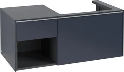 Image de Villeroy & Boch Subway 3.0 armoire sous lavabo, éclairage LED, 2 tiroirs, lavabo à droite, élément d'étagère en bas à gauche, 1001x422,5x516mm, C571L0VQ