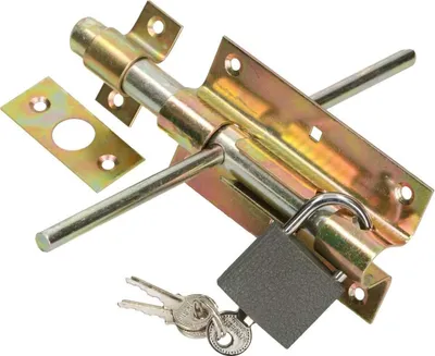 Produktbild von KOTARBAU® Türriegel Bolzenriegel 100 mm Beidseitig Torriegel Schlossriegel mit Vorhängeschloss Verzinkt Gelb