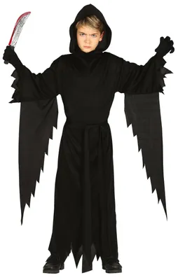 Productafbeelding van Zwart spookkostuum - Kindermaat 110 - 146, maat: 140/146