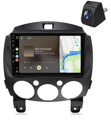Image de Autoradio CarPlay avec caméra pour Mazda 2 2007-2013, Android, GPS, navigation, Wi-Fi, DAB+, SWC, RDS, DSP, USB, Bluetooth, 2+64 Go