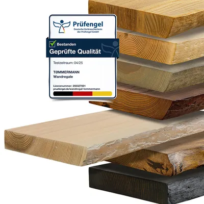 Produktbild von tømmermann - Wandregal mit Baumkante - massives Schweberegal Farbe Weißöl 150 cm - Regalbrett aus Eschenholz - Rustikales Wandboard Massivholzbrett