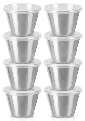 Produktbild von Edelstahl-Dipschalen mit Deckel, 6 cm, 70 ml, 8 Stück.
