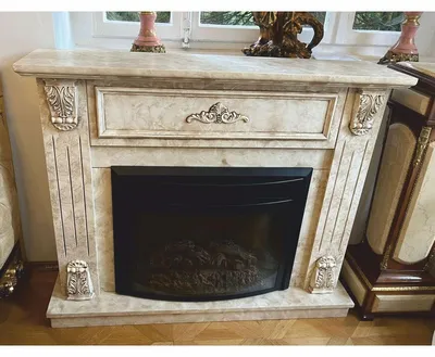Produktbild von Casa Padrino Luxus Barock Elektrokamin mit Fernbedienung Creme 118 x 32 x H. 96,5 cm