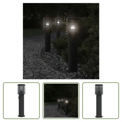 Immagine prodotto di The Living Store Luce di percorso con presa nera 60 cm in acciaio inox