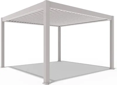 Immagine prodotto di Pergola elettrica Weide E-Deluxe Plus interamente in alluminio, 4x4 m, con tetto a lamelle color Ivory Sand