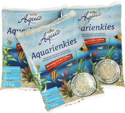 Produktbild von Dehner Aqua Aquarienkies, Körnung 3 - 5 mm, 3 x 5 kg (15 kg), weiß