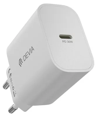 Immagine prodotto di Devia, caricabatterie da parete intelligente, tecnologia GaN, 30W, 1 porta USB-C, bianco