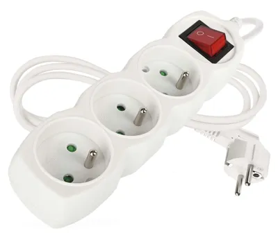 Prodlužovací kabel 1,2 m / 3 zásuvky / s vypínačem / bílý / PVC / 1 mm2