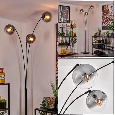 Produktbild von Fossobiubo Stehlampe aus Metall/Glas in Schwarz/Rauchfarben/Klar