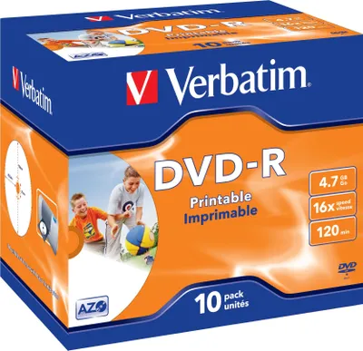 Produktbild von VERBATIM 43521 Printable Bedruckbar DVD-R 16X Rohling