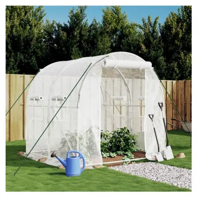 Produktbild von Gewächshaus mit Stahlrahmen Weiß 4 m² 2x2x2 m winterfest Foliengewächshaus