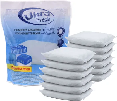 Produktbild von 12x 450g Luft Entfeuchter Nachfüllpack - Raum Trockner Granulat Nachfüll Beutel