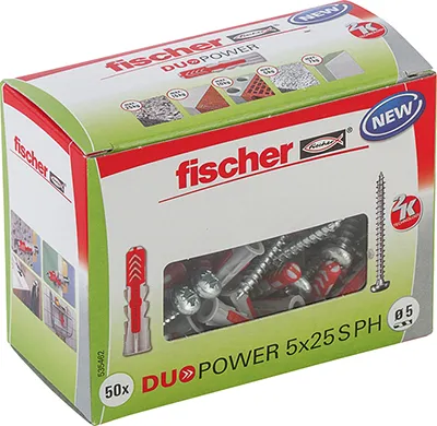 Produktbild von fischer DUOPOWER 5 x 25 PH LD mit Panhead-Schraube