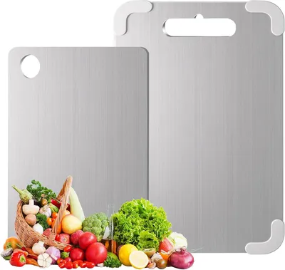 Obrázek produktu pro Krájecí prkénko z nerezové oceli 316, rozměry 30 x 20 cm a 40 x 30 cm, s protiskluzovou úpravou, vhodné do kuchyně