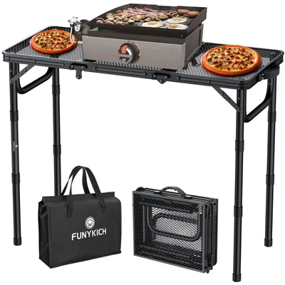 Image de Table pliante pour barbecue, réglable en 3 hauteurs