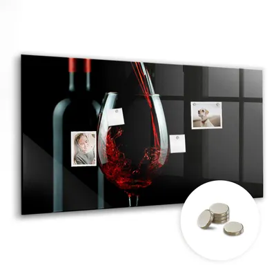 Produktbild von Dekorative Magnettafel 120x60 cm - Magnetwand - für Fotos, Karten und Notizen - Fotowand - Memoboard - Magnetpinnwand - Wanddekoration - Eine Flasche Wein