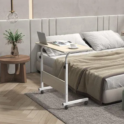 Productafbeelding van SogesHome Werktafel, 80 x 40 cm, mobiel, computerbureau, in hoogte verstelbaar, bijzettafel voor slaapbank