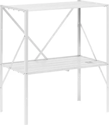 Produktbild von Famanu Pflanztisch mit Ablage aus Aluminium - Pflegeleichte Gartenarbeitstisch für Balkon und Garten