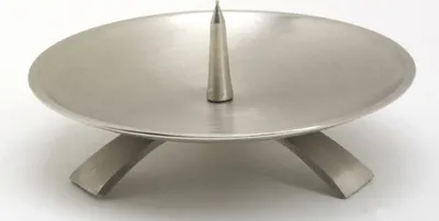 Produktbild von Kerzenleuchter Dreifuß Silber gebürstet großem Dorn Ø 13 cm, ideal für Taufkerzen, Kommunionkerzen, Konfirmationskerzen, Hochzeitskerzen, Trauerkerzen