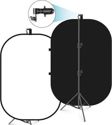 Produktbild von 150 x 200 cm Chromakey, schwarz-weiß, 2-in-1, faltbarer Pop-Up-Hintergrund mit Stativ, faltbares Panel für Fotos, Videos, Livestreams usw.