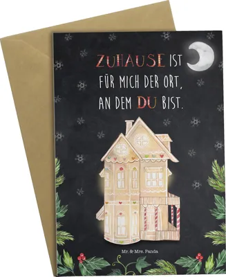 Produktbild von Mr. & Mrs. Panda Glückwunschkarte Lebkuchenhaus - Eisblau - Geschenk, weihnachtskarten, Weihnachten, einladungskarten, osterkarten, babykarte, Klappkarte
