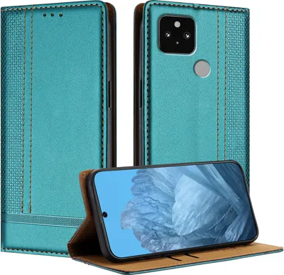 Obrázek produktu pro Pouzdro pro Google Pixel 5 kožené flipové pouzdro s funkcí stojánku zelené
