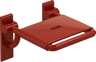 Produktbild von HEWI Klappsitz, Polyamid, hochglänzend, Breite 378 mm, Tiefe 408 mm, Sitzfläche 345 mm breit, in HEWI Farbe 33 (Rubinrot)