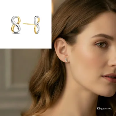 Produktbild von Damen Ohrstecker Infinity echt Gold 585 (14 kt) in bicolor