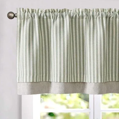 Produktbild von Doppelte Linnen Jalousie für Küchenfenster kleine Jalousie für Fenster ohne Sicht für Landhaus Bistro-Jalousie für Esszimmer 1 Stück 125 x 45 cm Grün auf Beige
