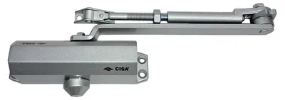 Türschließer mit Verriegelung, Aluminium grau, für Türen bis 80 kg