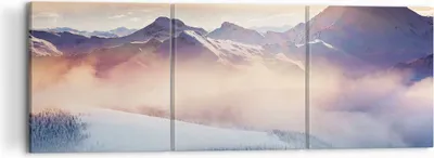 Produktbild von Bild auf Leinwand - Leinwandbild - Berge Schnee Winter - 120x40cm - Wand Bild - Wanddeko - Leinwanddruck - Bilder - Kunstdruck - Wanddekoration - Leinwand bilder - Wandkunst - CA120x40-3596