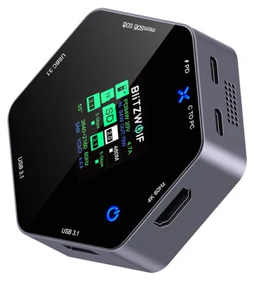 Produktbild von 8 in 1 USB-Hub LCD Display Typ-C Dockingstation USB 3.1 SD/TF-Kartensteckplätze 100W PD Stromversorgung