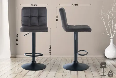 Produktbild von Barhocker HLO-CP289 Samt schwarz  schwarz