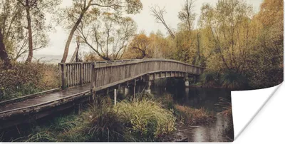 Produktbild von MuchoWow® Poster Herbst - Brücke - Bäume 40x20 cm - Poster für die Wand - Poster Schlafzimmer
