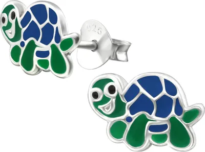 Produktbild von Ohrstecker 925 Sterling Silber Schildkröte mit blauem Panzer